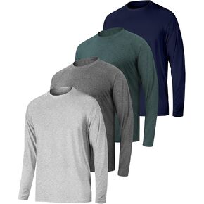 4 Pack Men's Shirts Long Sleeve Workout T Shirts UPF 50+ Sun Protection Rash Guard Dry Fit Athletic Fishing Running Tee Tops