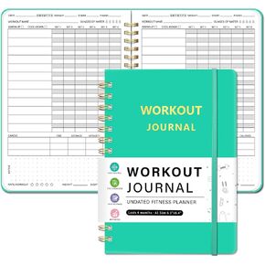 Workout Journal Fitness Planner for Men & Women - Undated Workout Log Book, Workout Tracker, Gym Exercise Calendar Notebook, 6.3"X8.4", Pink