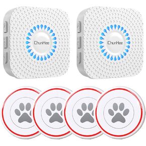 ChunHee Dog Doorbell for Potty Training Wireless Training Door Bells for Doggies, 3 Waterproof Touch Buttons, Dog Doorbells for More Puppies, 2 Receivers & 3 Transmitters