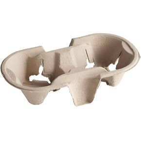 OCS Parts 75-Pack Disposable 4-Cup Drink Holder Carriers for 8-32 Ounce Drinks | Pulp Fiber Biodegradable Compostable Heavy Duty Hot and Cold Drink to Go Beverage Carriers for 8-32 Ounce Drinks