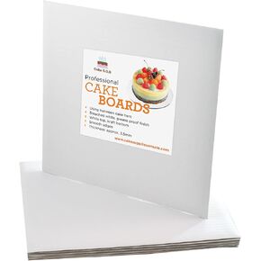 14 inch White Square Coated Cakeboard,Waxed Greaseproof, Disposable Cake Circle Base Boards Cardboard, pack of 12
