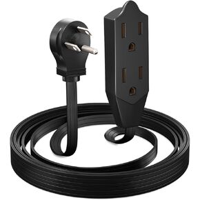 Maximm Cable 3 Feet Flat Plug Extension Cord/Wire, Multi Outlet - 3 Prong Angled Plug Extension Cord - Black UL Certified in Kuwait
