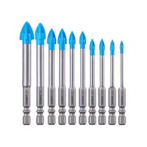 toolant Glass and Tile Drill Bit 10pc Set, Masonry Drill Bits Set for Glass, Tiles, and Ceramics,1/4 Hex Shank