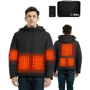 Men's Dual Control Heated Jacket with Detachable Hood, 7 Heat Zones, Lightweight Heated Coat for Women Men