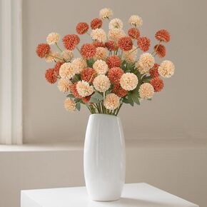 Artificial Flowers Faux Kiku Flower Stems 12 Bundles 21 inch,Artificial Silk Fall Flowers Autumn,Fall Flowers Artificial for Decoration,Mini Fake Chrysanthemum Flowers Heads-Caramel