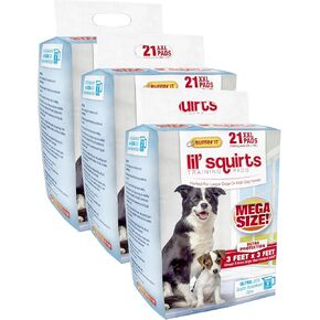 Ruffin' It Lil' Squirts XX-Large Mega Training Puppy Pads for Larger Dogs & Multi Dog Homes, Pad Size 3' x 3', 21 Padsper Package, Assorted (82003)