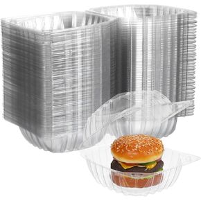 100pcs Clear Clamshell Take Out Containers: Plastic Square Hinged Food Clamshell Container Disposable To Go Containers with Clear Lids for Pastry Salad Dessert Cakes Sandwiches