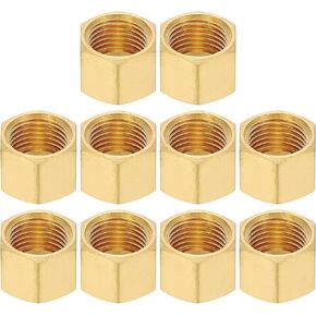 PATIKIL 1/4" Brass Compression Cap Stop Valve Cap, 10Pcs Hex Thread Pipe Fitting Tubing Ends Sealing Cap for Air Conditioner, Water, Air, Gas Line
