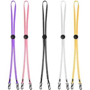 AKOAK 5 Pcs Adjustable Cap Strap Clip, Napkin Clip, Lanyard Neck Strap Bib Clips, Mask Strap Holder Neck, Multi-functional Clamp for Keys, Fishing, Boating, Golfing