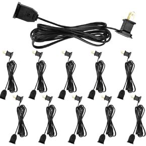 Kanayu 10 Pack Indoor Extension Cord 2 Prong Electric Cord Extender Wire Plug in and End, Ac 120 Volts for Outdoor Christmas Connect Extend String Lights(9ft,Green)
