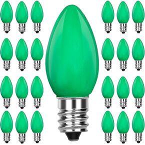 C7 Christmas Replacement Bulbs, Ceramic White LED Night Light for Window Candles & Chandeliers Replacement Bulb, Low Watt Candelabra Light Bulbs, 0.6W Equivalent 7W Incandescent Bulb, 25 Pack in Kuwait