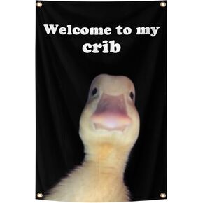 Welcome to My Crib Funny Tapestry 2 * 3 Feet Self-Improvement Tapestry Aesthetic Cute Room Decor Anime Tapestry Birthday Decorations Wall Hanging Gifts for Teen Girl Bedroom Living Room