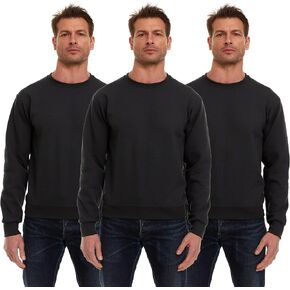 BILLIONHATS 3 Pack Men’s Crewneck Sweater Bulk Multipack, Cotton, Screenprinting Sweat Shirts For Men, Layer Shirt