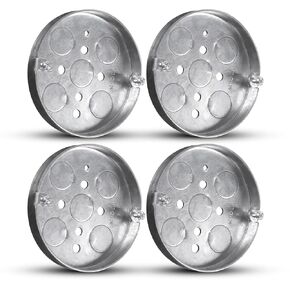 4 Pack Shallow Electrical Box, 1/2-Inch Deep, 1/2-Inch Bottom Knockouts 4-Inch Round Ceiling Pan Pancake Box Round Electrical Box (4)