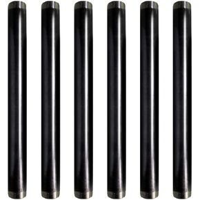 QDCM1218-6 1/2 x 18 Inch Black Steel Pipe, Threaded Half Inch Malleable Fitting Build DIY Vintage Furniture, (Pack Of 6), 18 Inch