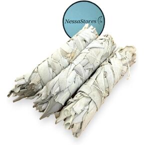 Premium 4"-5" Hand-Harvested White Sage Bundles for Smudging, Purification & Meditation - Fresh Earthy Scent for Stress Relief & Cleansing House | White Sage Incense Sticks JC-007 (3)