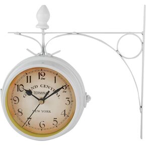 Wall Clock, Retro Wall Clock, Double Sided Wall Clock Silent Non Ticking Two Faces Retro Station Clock Wall Hanging Clock for Living Room/Kitchen/Bedroom/Office 8.6 inch