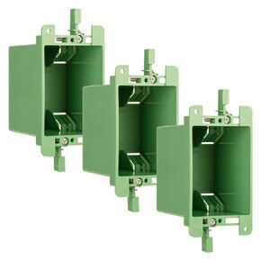 Electrical Outlet Box, Single Gang Old Work Box, 14 Cubic inch Junction Box for Switch or Wall Outlet Installation, Green, Pack of 2