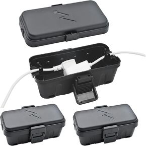 Hrensaw 3PCS Small Weatherproof Electrical Connection Box(6 x 3.5 x 2.2inch),Outdoor Electrical Box,Waterproof Extension Cord Covers for Plug,Extension Cables,Holiday Lights,Black