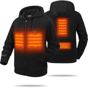 HEWINZE Zip Up Heated Hoodie with 7.4V Battery Pack for Men and Women, Full Zip Heated Sweatshirt (Unisex)