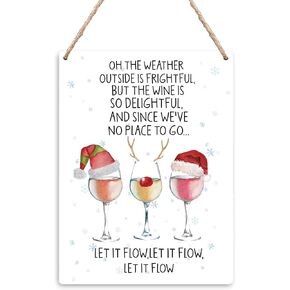 Cocktail Winter Sign Decor - Winter Christmas Hanging Signs 8x10, Wine Bar Wall Decor, Christmas Holiday Decor, Rustic Wall Hanging Plaque for Home Bar Basement Bar
