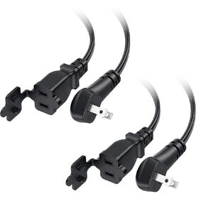 [ETL Listed] Cable Matters 2-Pack 13A, 2 Prong Extension Cord 6ft in White with Flat, Low-Profile Plug, 16 AWG, 1625W, Extension Cord 2 Prong with Tamper Guard, Ideal for Indoor Use