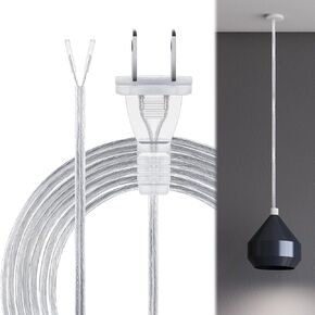 Lamp Cord with End Plug Replacement Lamp Cord Electric Lamp Wire Clear 18/2 SPT-1 Wire Stripped End Ready for Wiring Lamp Repair Part for Table Floor Lighting Fixture (Clear Silver,15ft)