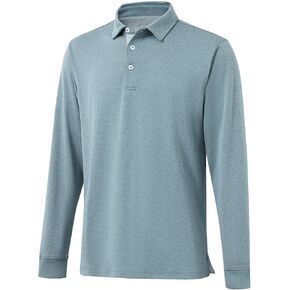 Mens Golf Shirts Long Sleeve Moisture Wicking Collared Work Business Casual Tennis Polo Shirts for Men