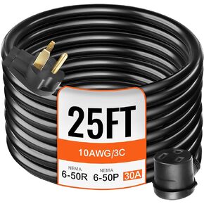 VEVOR Welder Extension Cord 40Amp 50ft 250V, Welding Power Cord with NEMA 6-50 Plug 8 Gauge 3 Prong for MIG, Lincoln, Plasma, Miller, TIG