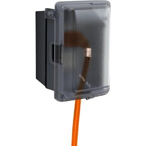 SIGMA ENGINEERED SOLUTIONS 16801 Non-Metallic Weatherproof Outdoor Electrical Outlet Kit w/Extra Duty Cover, Box and 15 Amp GFCI Receptacle, IN-USE, Clear/Gray, 1 Gang, Lockable with Patented Hinge