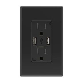 ELEGRP USB Wall Outlet Receptacle with Dual 4.0 A USB Ports, 20 Amp Duplex Tamper Resistant Receptacle, Charging Power Outlet with USB Ports, Wall Plate Included, UL Listed (6 Pack, Glossy White)