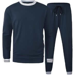 Babioboa Men's two-piece sportswear long-sleeved pullover and jogging pants Solid Color tracksuit casual tracksuit set