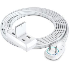 Maximm Cable 1ft 360° Rotating Flat Plug Extension Cord/Wire, 16 AWG Multi 3 Outlet Extension Wire, 2 Prong with Safety Cover - White - UL Certified