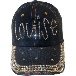 Popfizzy Bedazzled Hat for Women and Girls, Rhinestone Denim and Diamond Hat, Fun Adult Bling Hats, Sparkly Gifts, One Size