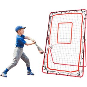 Nisorpa Pitch Back Baseball Rebounder 6 x 3.7 ft, Volleyball Rebounder Net with 4 Adjustable Angles and Adjustable Bounce Back Net, Pitchback Baseball Trainer for Baseball Softball Volleyball Lacrosse