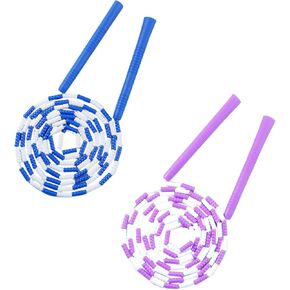 Jump Rope, 2 Pcs 3.28 Feet Blue and Purple Ropes with Plastic Handle for Rope Skipping