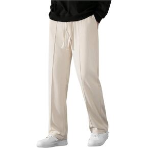 Floerns Men's Drawstring Waist Seam Detail Straight Leg Loose Fit Sweatpants with Pockets