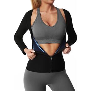 Sauna Suit for Women Weight Loss Sauna Shirts for Waist Trainer for Women，Fitness Body Shaper Zipper Workout Top