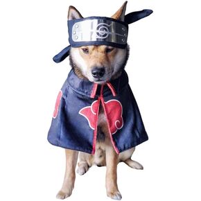 ChoChoCho Anime Pet Cosplay Dog Costume for Cats & Dogs - Ninja Cloak Outfit - Ideal for Halloween, Cosplay Events - Suitable for Puppies, Small & Medium Pets (S/M, Seventh Hokage)