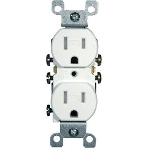 Leviton W5320-T0W 15 Amp, 125 Volt Weather and Tamper Resistant, Duplex Receptacle, Grounding, Side and Quickwire, pack of 1, White