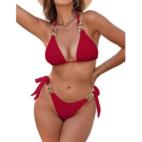 BMJL Womens Thong Bikini Sets Two Piece Swimsuit Sexy White String Triangle Cheeky High Cut Bathing Suits
