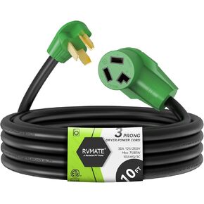 RVMATE 4 Prong Dryer/EV Extension Cord 10 Feet, 30 Amp NEMA 14-30P to 14-30R 125V/250V Waterproof PVC Jacket, Perfect for Dryer Power Extension and Level 2 EV Charging, ETL Listed