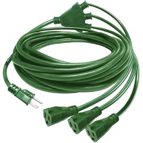 Teklectric Outdoor Extension Cord 1 to 3 Splitter, 3 Prong Outlets Plugs, Max 28ft End to End (40 FT Total),16/3C SJTW Weatherproof Wire for Outdoor String Lights Other Appliances, UL Listed (40 FT)
