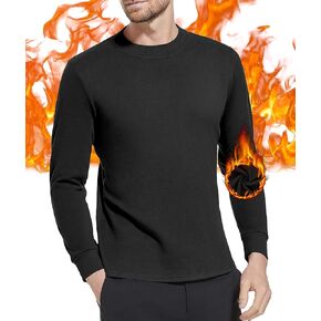 Mens Thermal Long Sleeve Shirt Lightweight Thermal Baselayer Crewneck Tops Winter Leisure Warm Underwear Top