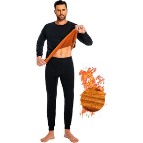 Mens Thermal Underwear Set Ultra Thick for Extreme Cold Weather Gold Fleece Lined Long Johns Winter Base Layer