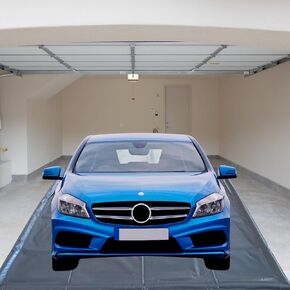 Heavy Duty Thick Containment Mat, 7.9 ft x 18 ft Non-Slip Garage Floor Mat for Under Car, Waterproof Car Parking Mats for Snow Rain Sand Mud - Grey