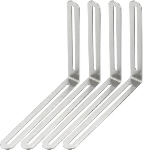 PATIKIL 7 22/25" Adjustable L-Shape Corner Brace with Slot, 4 Pcs Slidable Slotted Joint Right Angle Bracket Metal Corner Connector Bracket for Wood Chair Furniture, Silver in Saudi Arabia