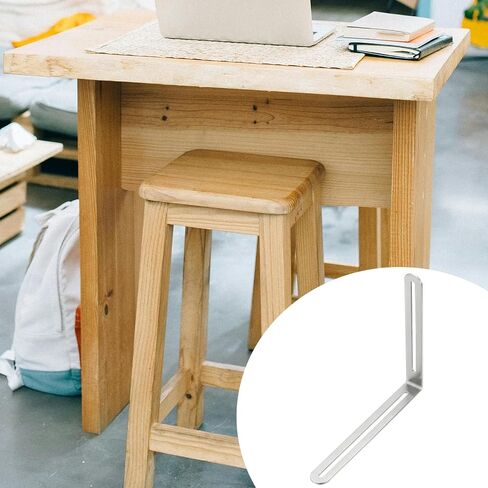 PATIKIL 7 22/25" Adjustable L-Shape Corner Brace with Slot, 4 Pcs Slidable Slotted Joint Right Angle Bracket Metal Corner Connector Bracket for Wood Chair Furniture, Silver in Saudi Arabia