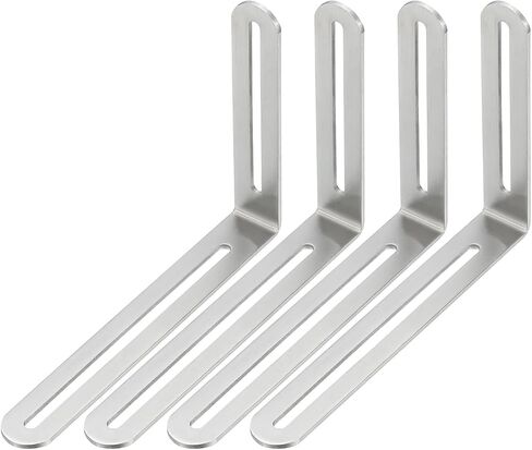 PATIKIL 7 22/25" Adjustable L-Shape Corner Brace with Slot, 4 Pcs Slidable Slotted Joint Right Angle Bracket Metal Corner Connector Bracket for Wood Chair Furniture, Silver in Saudi Arabia