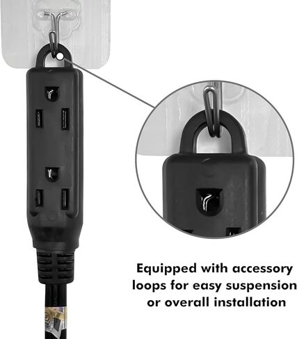 3-Outlets Flat Plug Indoor Outdoor Extension Cord Outlet Extender, UL Listed, 16 Gauge 12FT Black 3 Prong Heavy Duty Extension Cord Multiple Outlets, 16/3 SJTW 13A Flat Plug Power Strip in Saudi Arabia